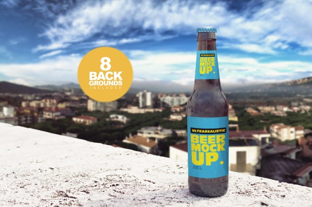 1 Backgrounds Beer Bottle Mockup (2340)